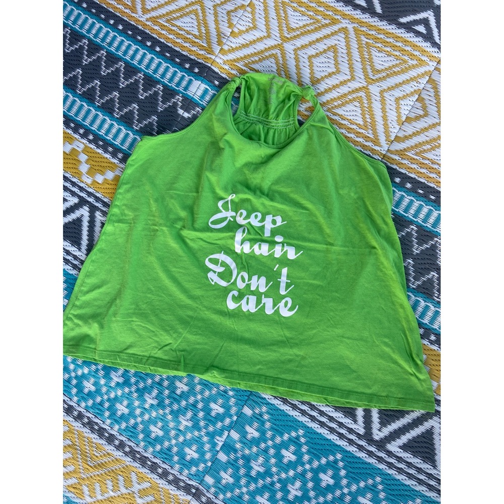 Boxercraft Jeep Hair Don't Care Green Graphic Tank Womens XL Sleeveless Cotton